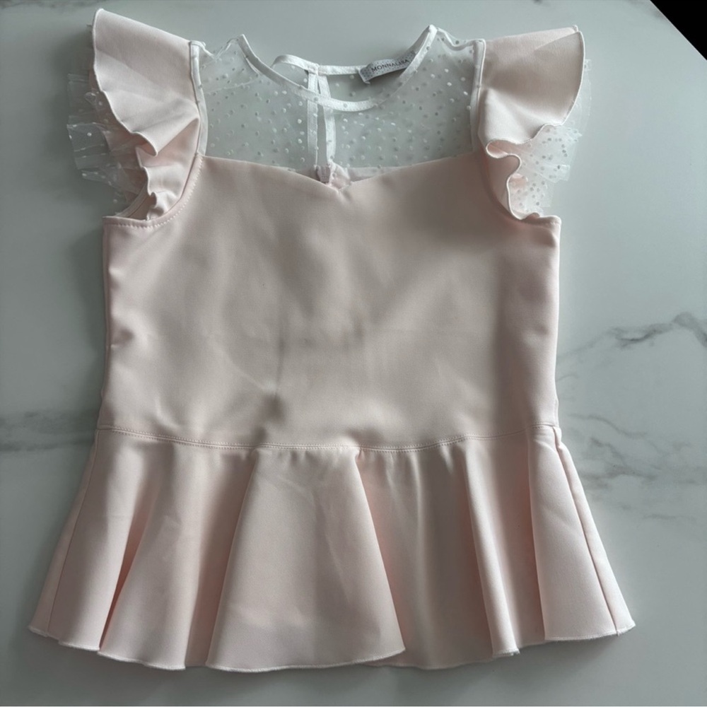 MonnaLisa Light Pink Ruffle Sleeve Blouse